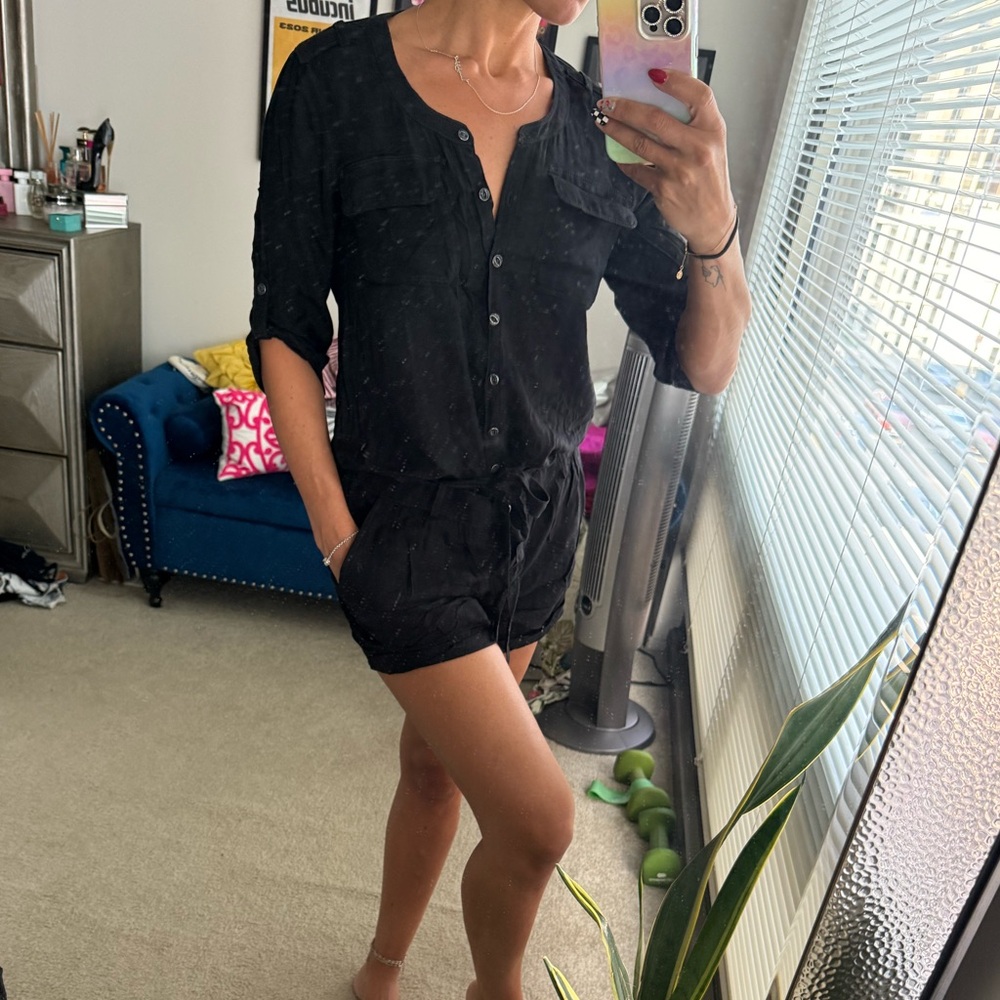 Express Black Button-Up Romper - image 3